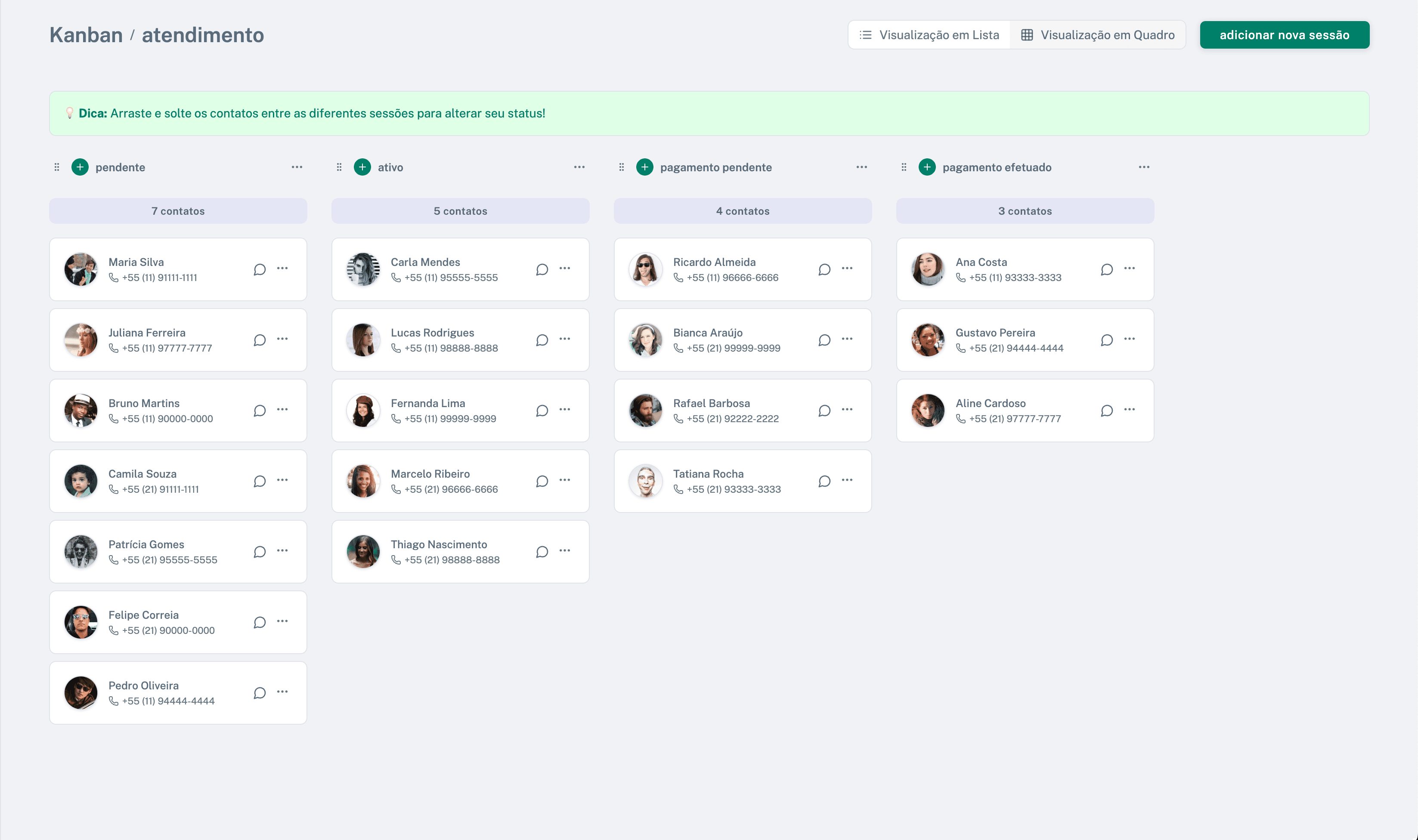 Quadro Kanban - TalkyZap WhatsApp